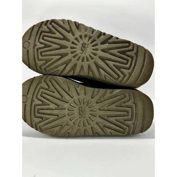 Ugg Brown Suede Mid-Calf Boot w/ Shearling Lining and Zipper Kids size 2 - Picture 5 of 6